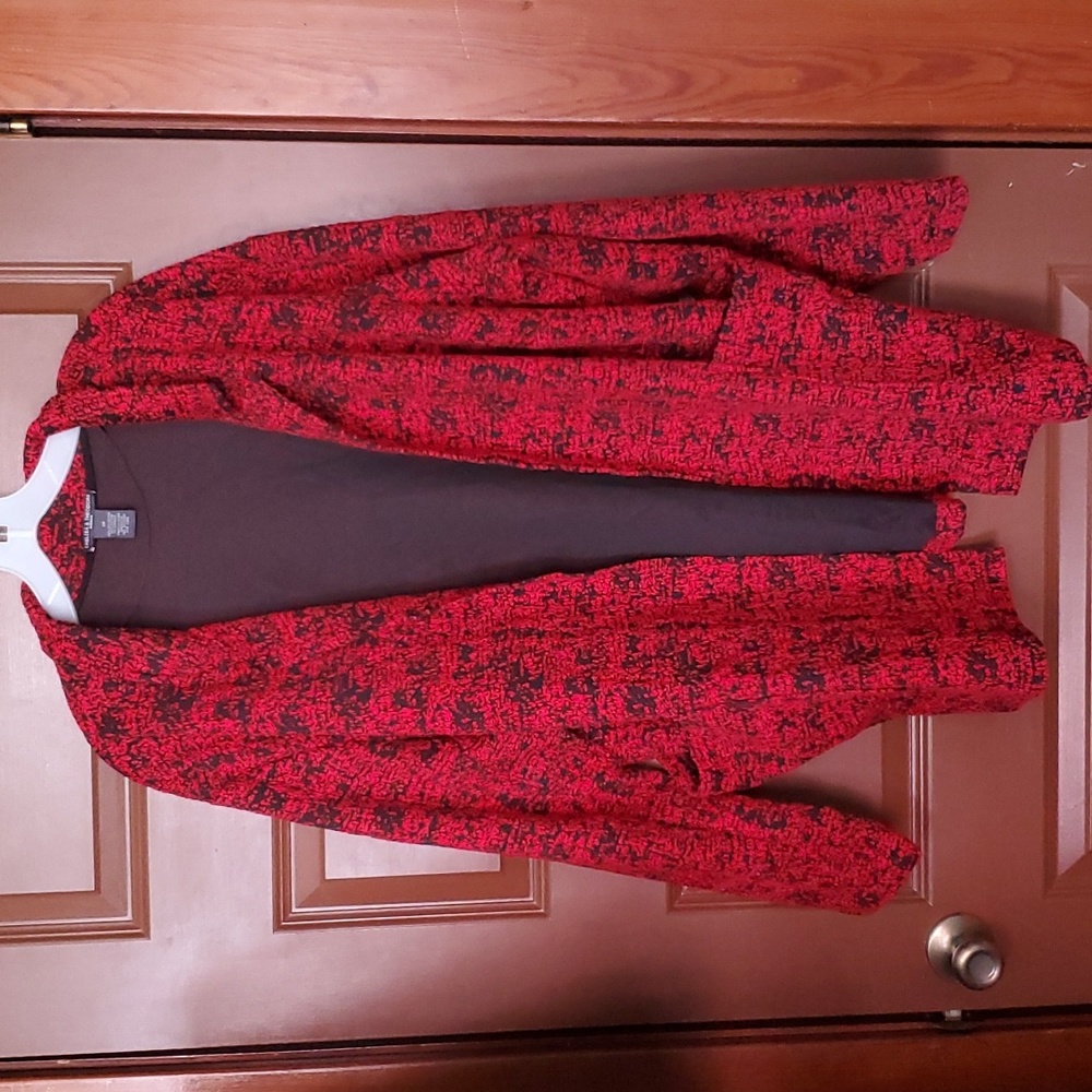 Chelsea Theodore Plus Size Long Sleeve Open Front Speckle Blazer - 3X